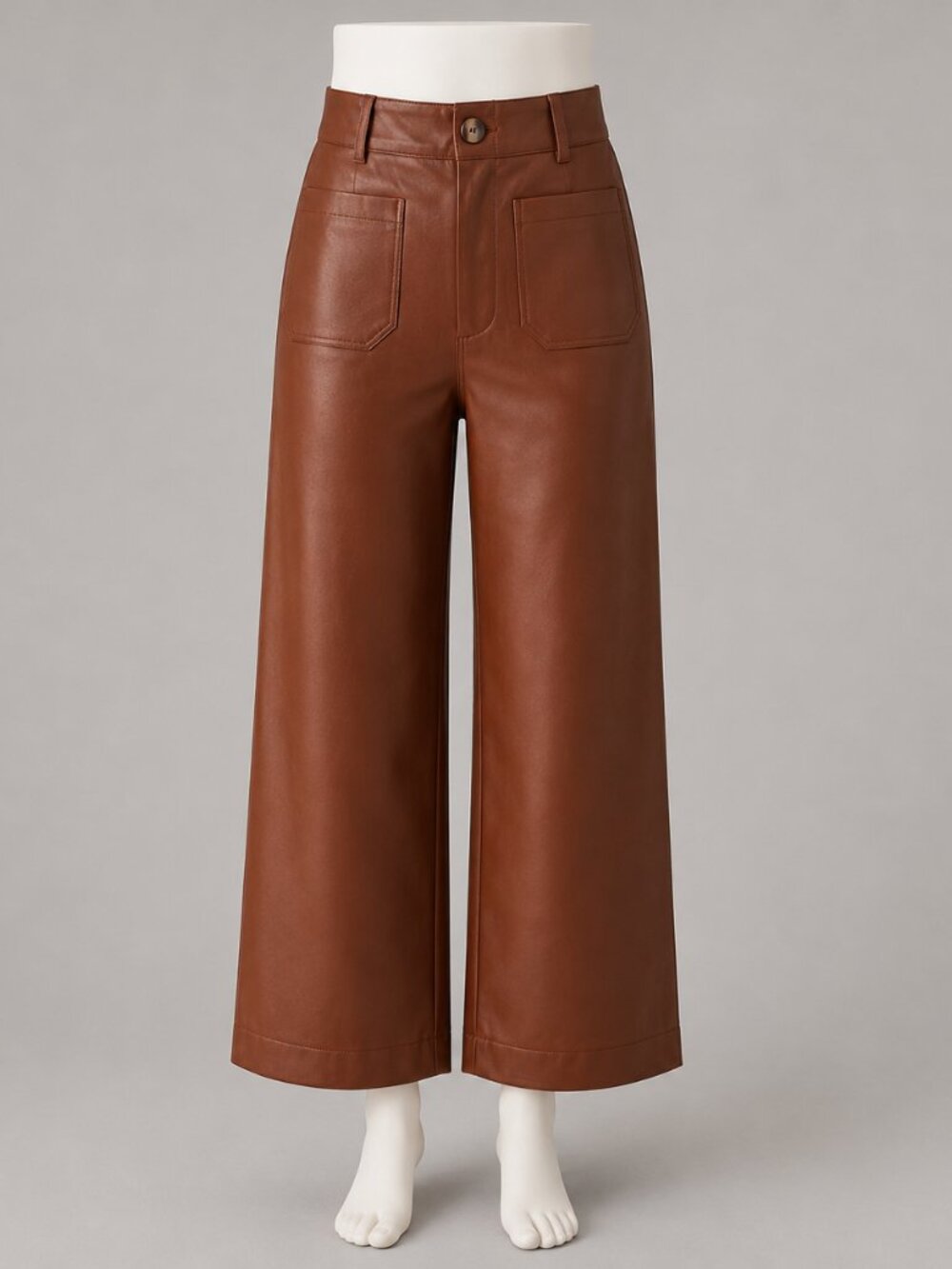 Maeve The Colette Faux Leather High Rise Wide Leg Pants Brown Size 29T Tall